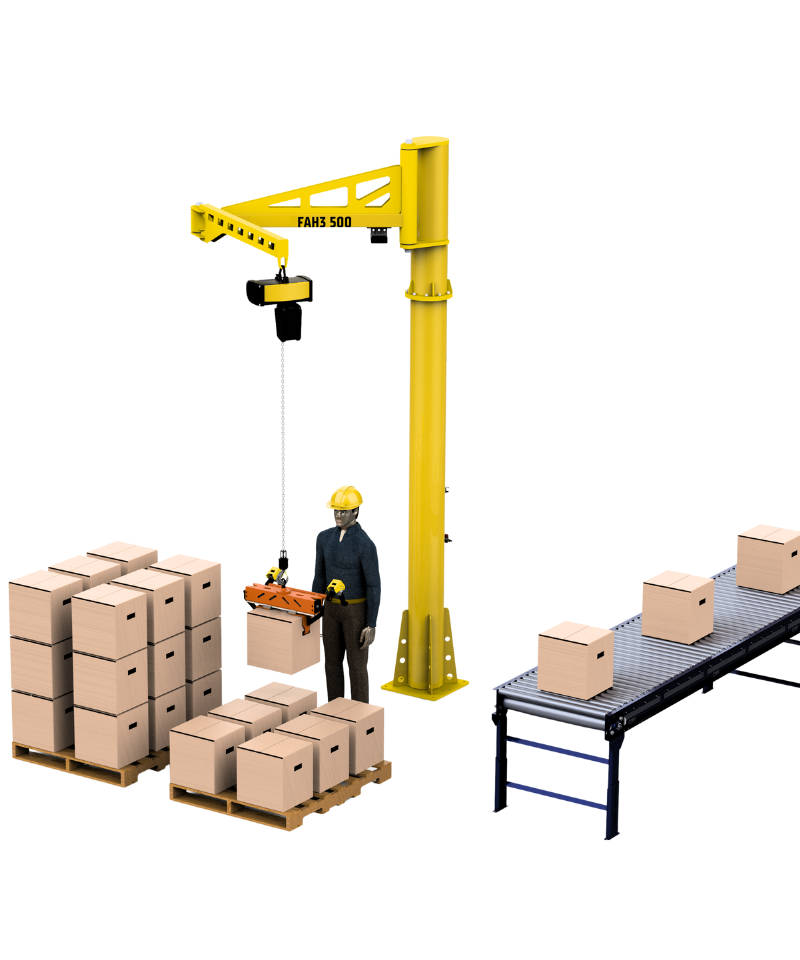 Soluciones en grúas bandera para elevación, posicionamiento y movimiento de cargas dentro de planta. Ingeniería robusta a la medida para líneas de manufactura y talleres industriales.